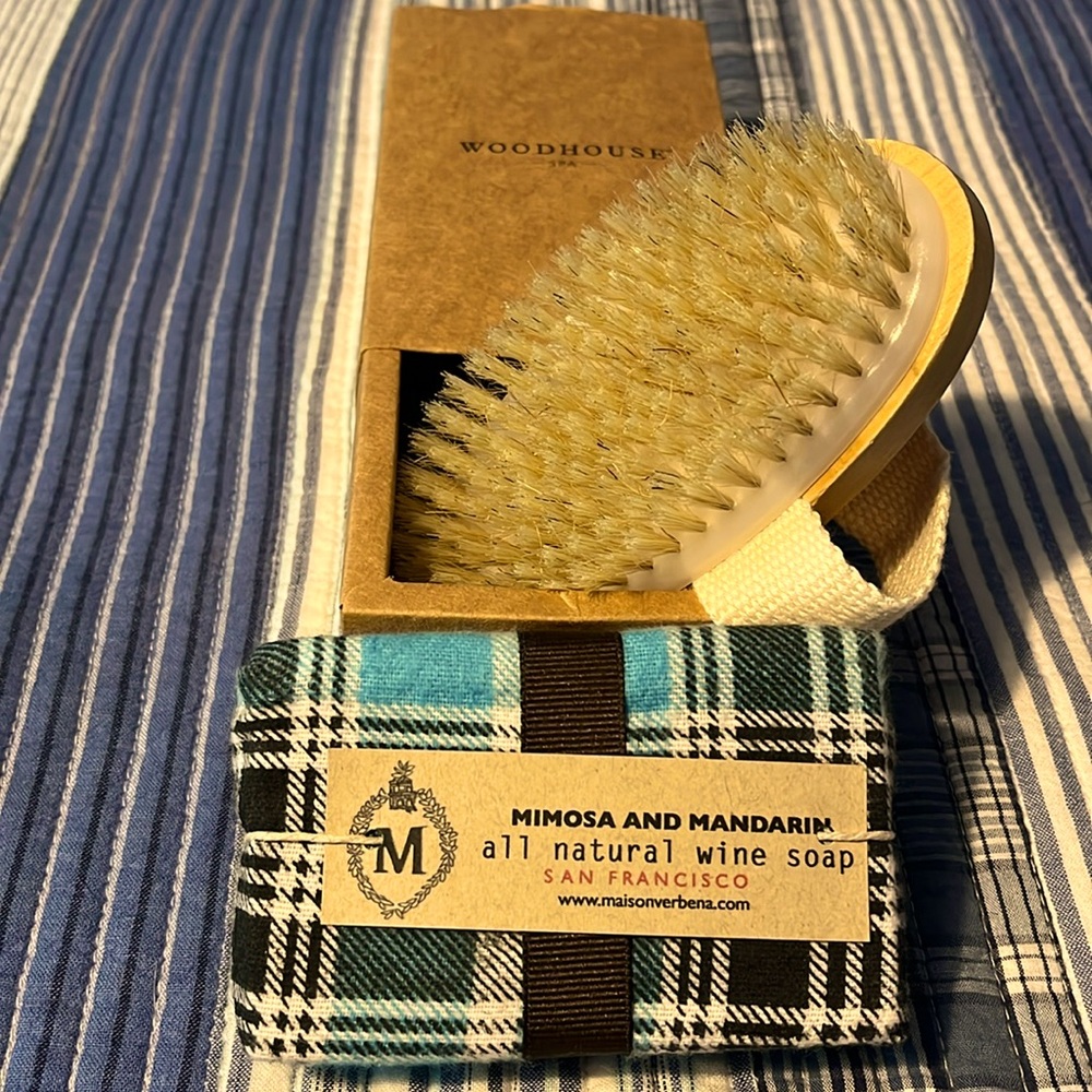 Spa Self-Care Body Brush & Fragranced Natural Wine Soap from SF New